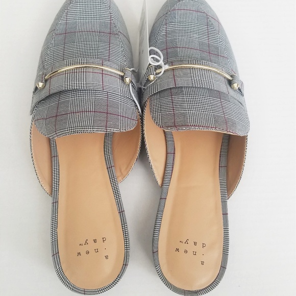 a new day Shoes - A New Day Remmy Plaid Backless Loafers New